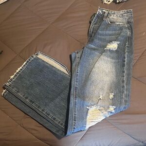 Distressed YMI Dream Authentic Denim Straight Leg Jeans - High Rise - Size 5/27